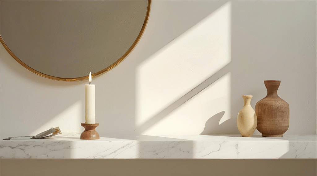 Sunlight on wall a calm minimalist interior at Beyond Noor