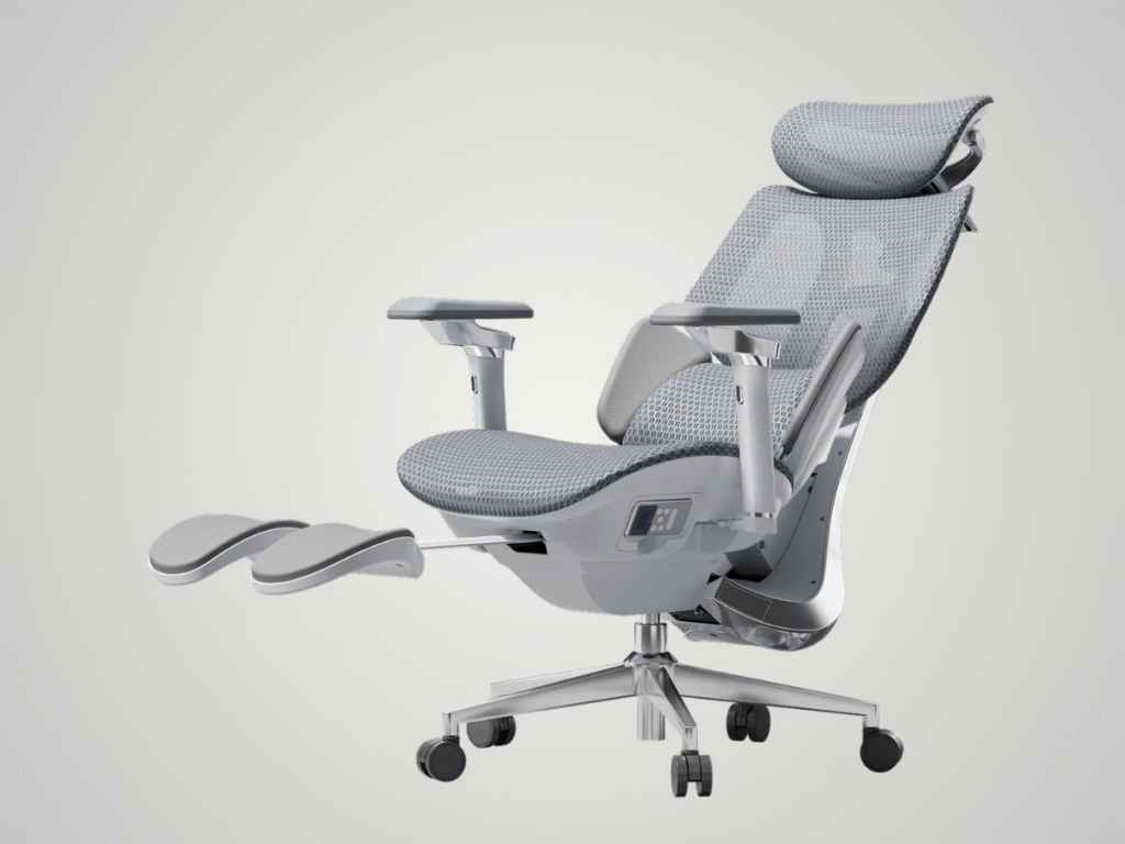 "All-in-One" Design, Includes a fully adjustable headrest, retractable footrest, and 4D armrests of the hbada x& smart Chair